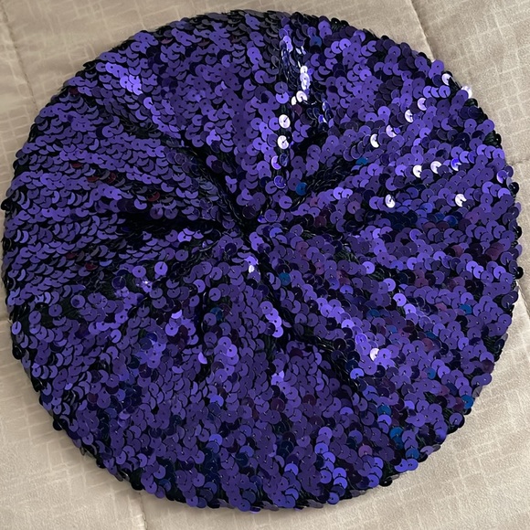 Purple Sequined Stretch Beanie / Hat - Picture 8 of 8
